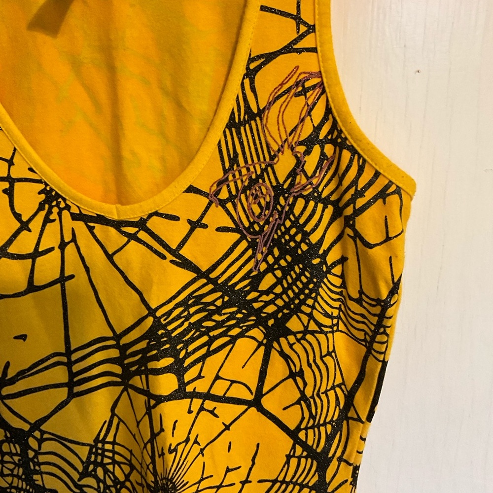 Hand dyed Yellow Spider Web Women's bodycon dress